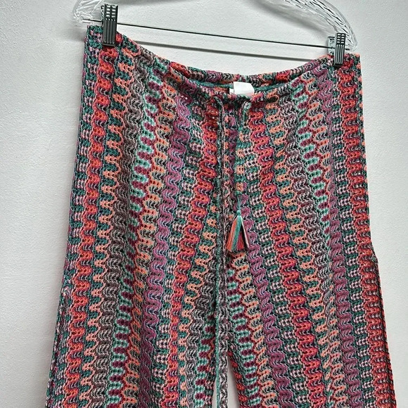 Becca Rebecca Virtue Sundown Pants Swim Cover Up Pant Striped Knit Open Large - Picture 5 of 10